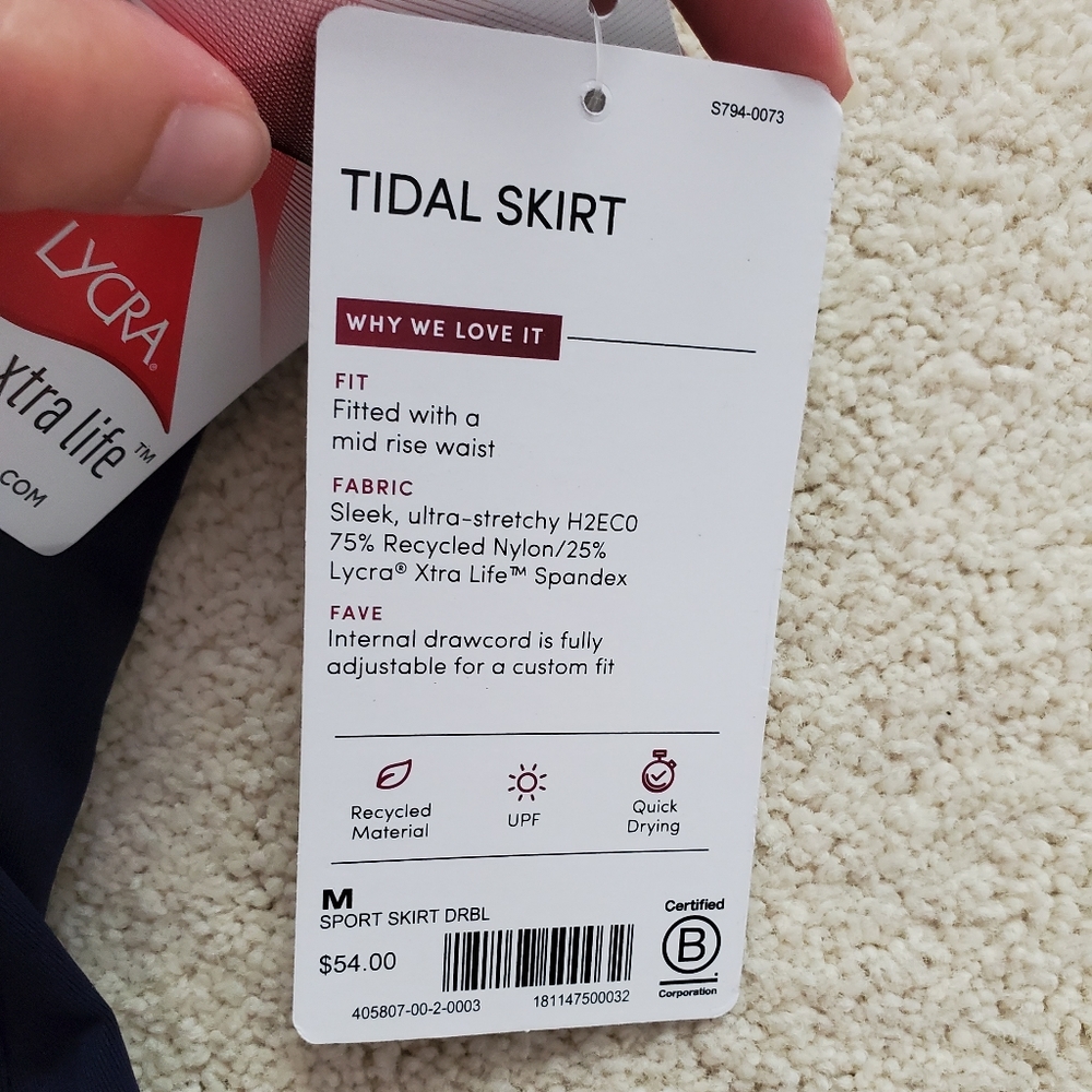 SOLD WT Athleta Navy Tidal Swim/Sport Skirt szM - Picture 3 of 11